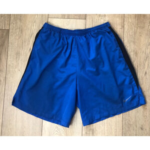 Nike Woven Shorts Mens Large Blue Lightweight Stretch Dri Fit Lined Running READ